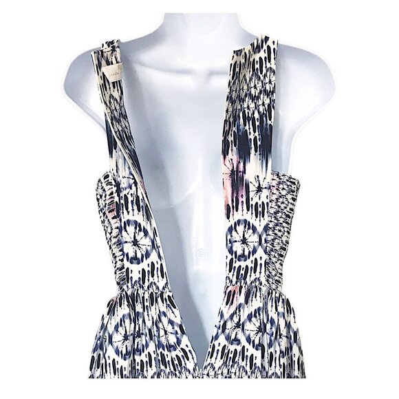 Amanda Uprichard "Elle" Sleeveless Sand Dollar printed silk Dress, Size P - Picture 9 of 13